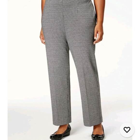 Alfred Dunner Pants - Alfred Dunner Women's Gray Checkered Trousers Size 16